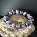 Navajo Purple Sugilite Stretch Bead Bracelet | 12mm | Sterling Silver | Authentic Native American Handmade | 15238