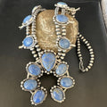 Navajo Denim Lapis Pendant Necklace | Sterling Silver Naja | Authentic Native American Handmade | 14987