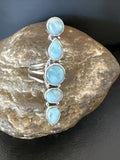 Navajo Blue Larimar Cluster Ring | Authentic Native American Sterling Silver | Multi-Stone | Sz 7.5 | 15943