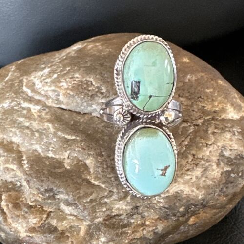 Navajo Blue Dry Creek Turquoise Multi-Stone Ring | Authentic Native American Sterling Silver | Sz 9.5 | 16737