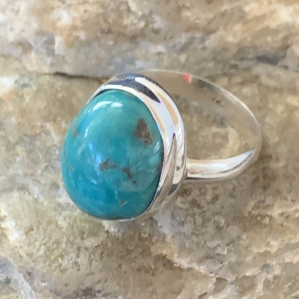 Navajo Spiderweb Blue Turquoise Ring | Sterling Silver | Sz 6 | Authentic Native American Handmade | 11429