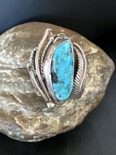 Old Pawn Men's Blue Kingman Turquoise Ring | Navajo Sterling Silver | Sz 10 | 15520