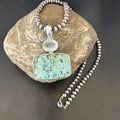 Navajo Dry Creek Turquoise Topaz Pendant Necklace | Sterling Silver | Authentic Native American Handmade | 16446