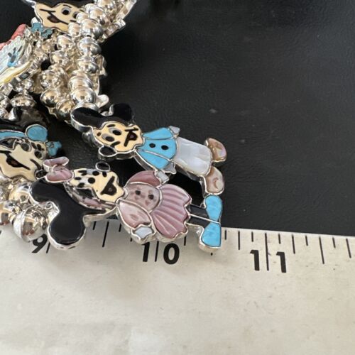 Disney Mickey Minnie Zuni Necklace Pendant | Sterling Silver Inlay | Authentic Native American Handmade | 16073