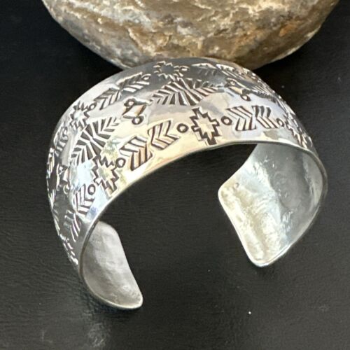 Navajo Stamped Cuff Bracelet | Sterling Silver | Authentic Native American Handmade | 17458