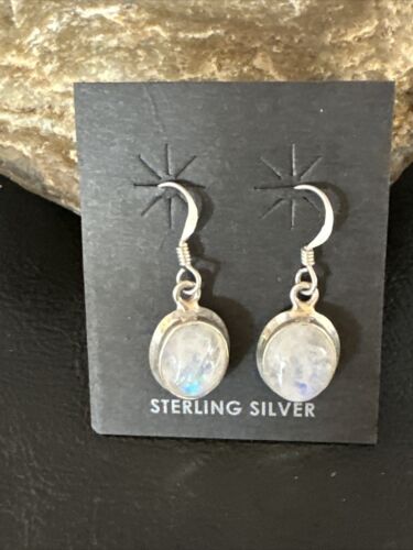 Navajo White Mother of Pearl Dangle Earrings | Sterling Silver | Authentic Native American Handmade | 15308