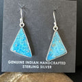 Navajo Blue Turquoise Dangle Earrings | Sterling Silver | 1" | Authentic Native American Handmade | 15801