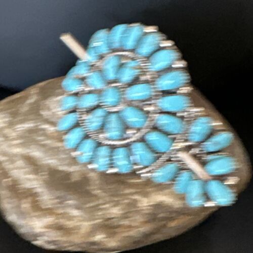 Navajo Blue Turquoise Multi-Stone Hair Barrette | Sterling Silver | 3" | Authentic Native American Handmade | 15206