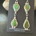 Navajo Green Royston Turquoise Dangle Earrings | Sterling Silver | Authentic Native American Handmade | 17142