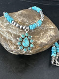 Navajo Kingman Turquoise Pendant Necklace | Sterling Silver | Native American Handmade | 14828