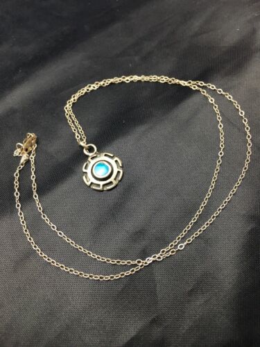 Navajo Blue Turquoise Inlay Pendant | Sterling Silver | Authentic Native American Handmade | 20" | 08969