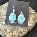 Navajo Blue Larimar Dangle Earrings | Sterling Silver | Authentic Native American Handmade | 17290