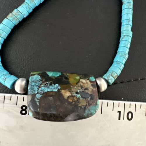 Navajo SpiderWeb Turquoise Heishi Pearls Necklace | Sterling Silver | 20" | Authentic Native American Handmade | 17258