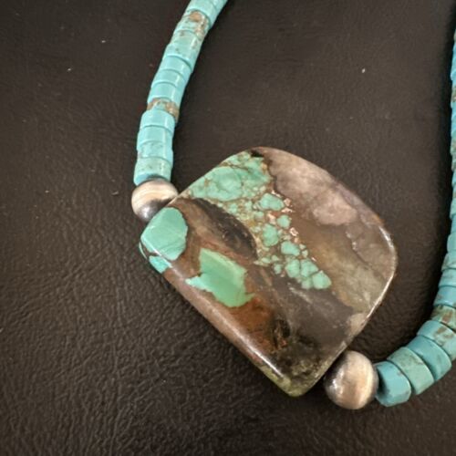 Navajo SpiderWeb Turquoise Heishi Pearls Necklace | Sterling Silver | 20" | 17088