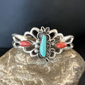 Navajo Kingman Turquoise Spiny Cuff Bracelet | Sterling Silver Tufa Cast | Authentic Native American Handmade | 16775