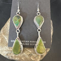 Navajo Green Royston Turquoise Dangle Earrings | Sterling Silver | Authentic Native American Handmade | 16490