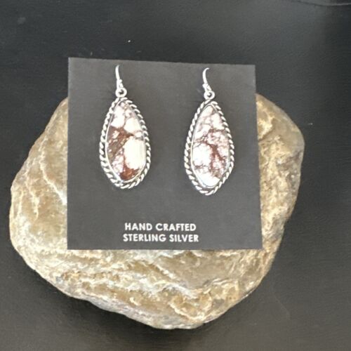 Navajo Wild Horse Turquoise Dangle Earrings | Sterling Silver | Authentic Native American Handmade | 16518