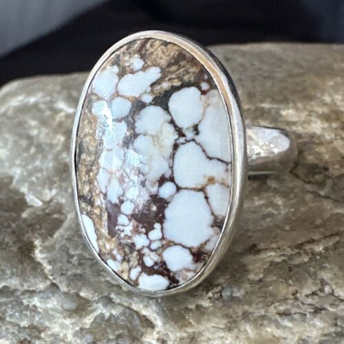 Men's and Women's Wild Horse Turquoise Ring | Navajo Sterling Silver | Sz 8 | 17281