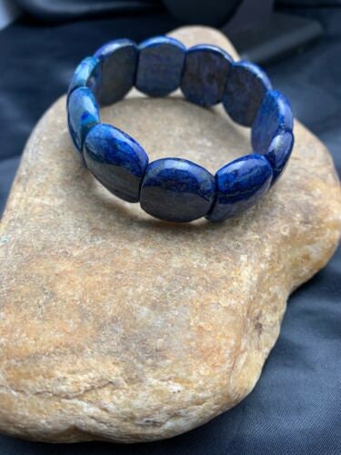 Navy Blue Lapis Stone Stretch Bracelet | 7.25" Stretchable | Authentic Native American Handmade | 4601