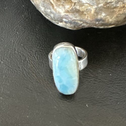 Navajo Blue Larimar Ring | Sterling Silver | Sz 7 | Authentic Native American Handmade | 17662