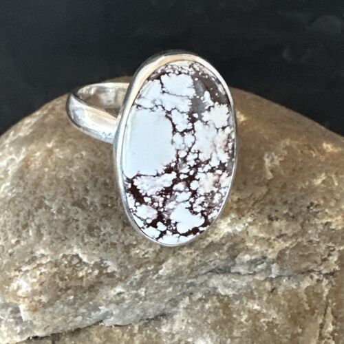 Men's and Women's Wild Horse Turquoise Ring | Navajo Sterling Silver | Sz 8 | 17360