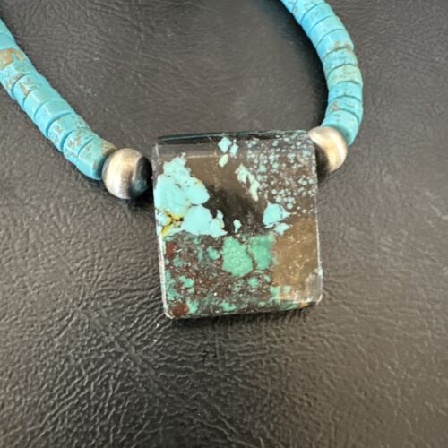 Navajo SpiderWeb Turquoise Heishi Pearls Necklace | Sterling Silver | 20" | Authentic Native American Handmade | 17100