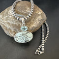 Navajo Dry Creek Turquoise Topaz Pendant Necklace | Sterling Silver | Authentic Native American Handmade | 16315