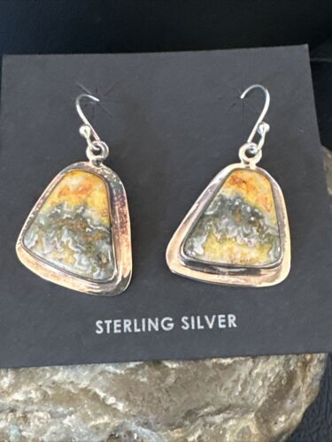Navajo Bumblebee Jasper Earrings | Sterling Silver | Authentic Native American Handmade | 15830