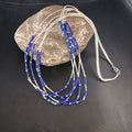 Navajo Blue Green Azurite 5-Strand Necklace | Sterling Silver | 20" | Authentic Native American Handmade | 15134