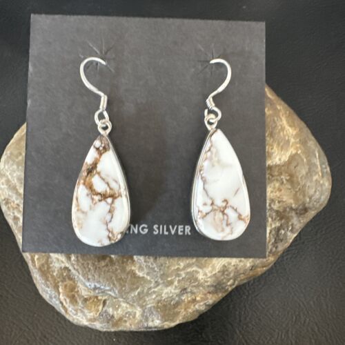 Navajo Wild Horse Turquoise Dangle Earrings | Sterling Silver | Authentic Native American Handmade | 15741