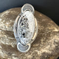Navajo White Buffalo Turquoise Ring | Sterling Silver | Sz 8 | Authentic Native American Handmade | 14555