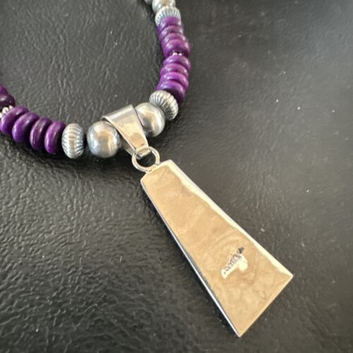 Navajo Purple Sugilite Inlay Pendant Necklace | Sterling Silver | Authentic Native American Handmade | 16763 - Masha USA