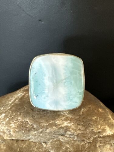 Navajo Blue Larimar Ring | Sterling Silver | Sz 9.5 | Authentic Native American Handmade | 17587