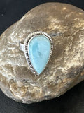 Navajo Blue Larimar Ring | Sterling Silver | Sz 9 | Authentic Native American Handmade | 17591