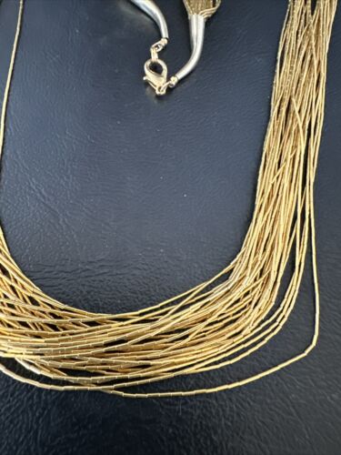 Navajo Gold Filled Heishi Tubes | 30 Strand Liquid Sterling Silver Necklace 29" | 17394