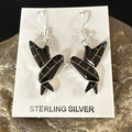 Navajo Black Onyx Hummingbird Earrings | Sterling Silver | 1" | Authentic Native American Handmade | 15090