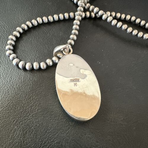 Blue Kingman Turquoise Pendant | Navajo Pearls | Sterling Silver Necklace 20" | 16991