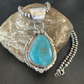 Navajo Pearls Kingman Turquoise Necklace | Sterling Silver | Authentic Native American Handmade | 17131