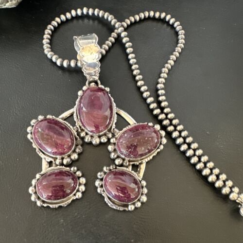 Navajo XL Purple Spiny Oyster Naja Pendant Necklace | Sterling Silver | 16100