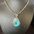 Men's Blue Spiderweb Turquoise Pendant Necklace | Navajo Sterling Silver | Authentic Native American Handmade | 14972