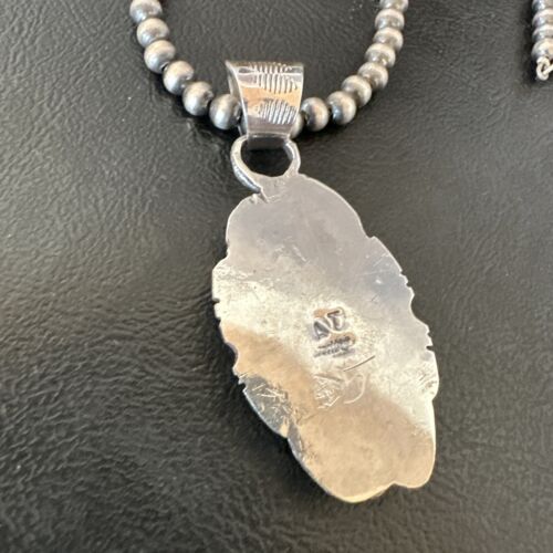 Navajo Spiny Oyster | Blue Turquoise Pendant Necklace | Sterling Silver | Native American Handmade | 16458