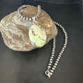 Navajo Green Gaspeite Pendant Necklace | Sterling Silver | Authentic Native American Handmade | 15489
