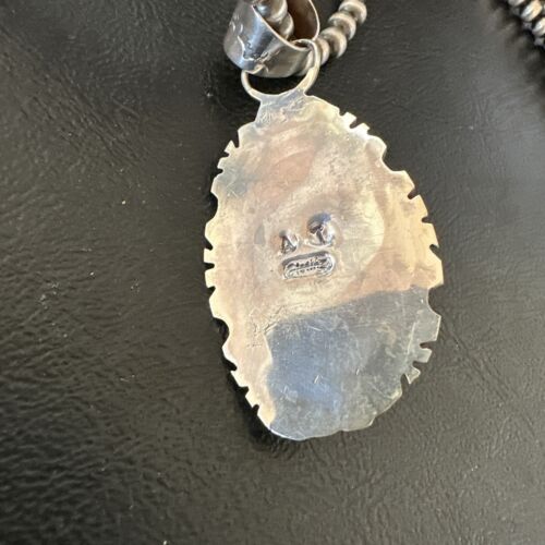 Navajo Pearls Kingman Turquoise Pendant Necklace | Sterling Silver | Authentic Native American Handmade | 17133