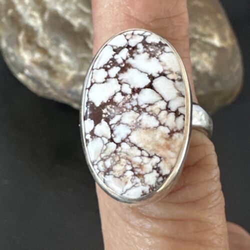 Men's and Women's Wild Horse Turquoise Ring | Navajo Sterling Silver | Sz 7 | 17278