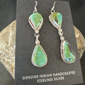 Navajo Green Royston Turquoise Dangle Earrings | Sterling Silver | Authentic Native American Handmade | 17140