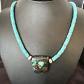 Navajo SpiderWeb Turquoise Heishi Pearls Necklace | Sterling Silver | 20" | Authentic Native American Handmade | 17032