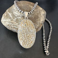 Navajo Champagne Fossil Coral Pendant Necklace | Sterling Silver Beads | Native American Handmade | 16371