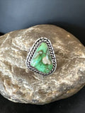 Women's Green Sonoran Turquoise Ring | Navajo Sterling Silver | Sz 8.5 | Authentic Native American Handmade | 16394