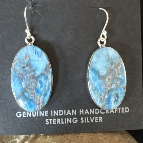 Blue Denim Lapis Dangle Earrings | Sterling Silver | 1" | 15796