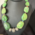 Green Turquoise Chunky Multicolor Southwest Necklace 21" | Sterling Silver | Authentic Native American Handmade | 19251